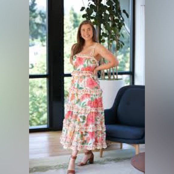 🥭FARM RIO Macaw Bloom Ruffle Tiered Sundress - Picture 11 of 16
